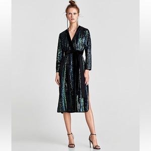 Zara studio collection sequin kimono dress - size S